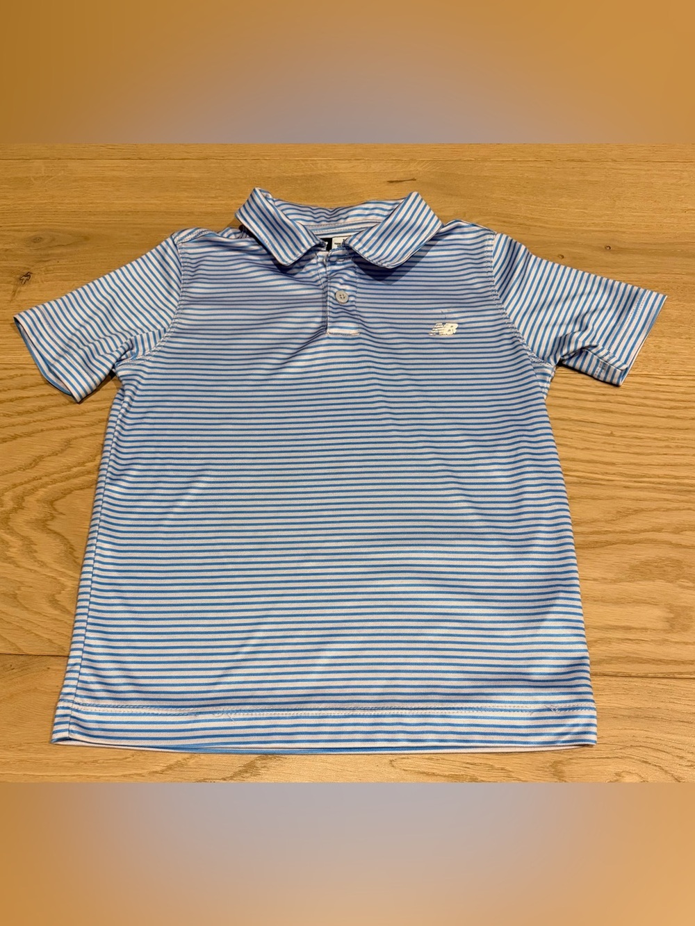 New Balance Blue Striped Kids Polo Shirt Size 7